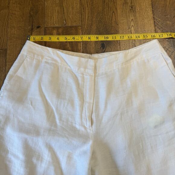 Kim Rogers White Linen Lined Pants High Rise Straight Leg Trouser Womens Sz 16 - Picture 3 of 6